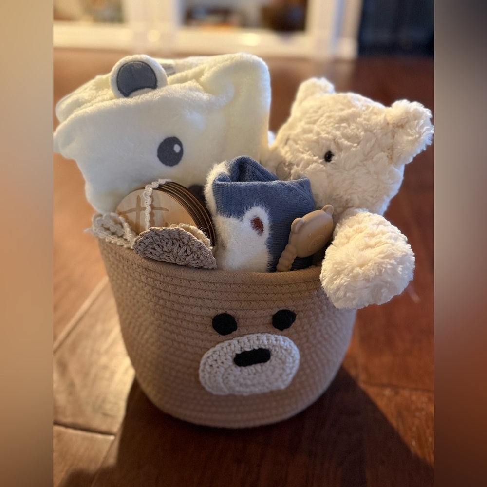 Bear Themed Baby Boy Gift Basket